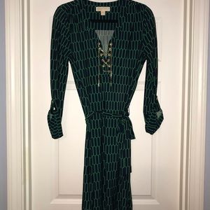 Michael Kors Shirt Dress - Green/Navy Size Large